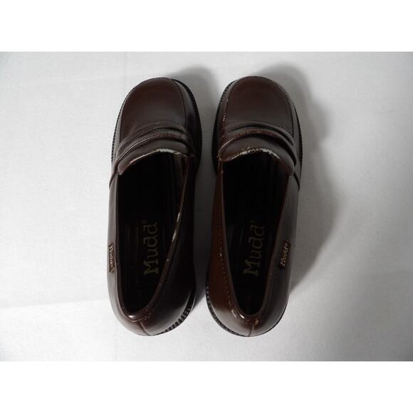 Vintage Mudd Penny Loafer Heels Chunky Sz 8 Amsden Shoe Y2K 90s Brown Block READ - Picture 4 of 16